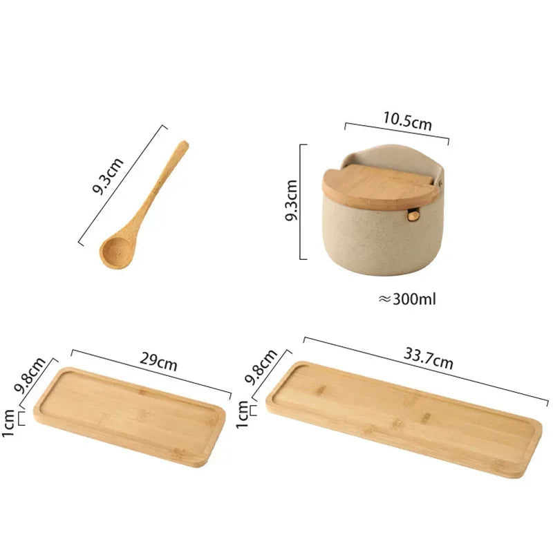 Sorelia | Ceramic Spice Jar with Bamboo Lid for Elegant Kitchen Storage