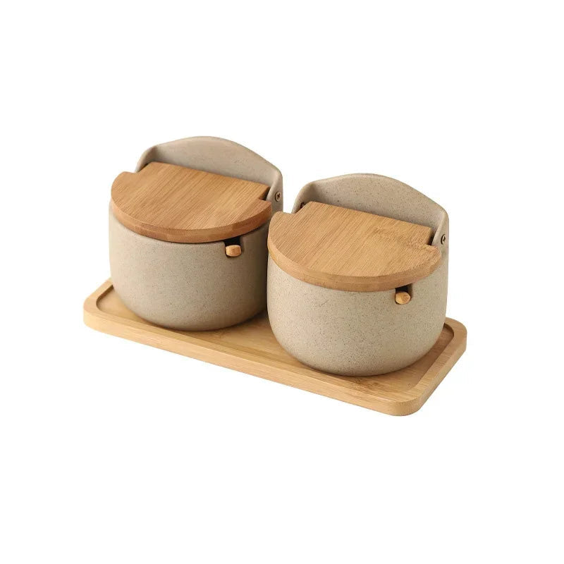 Sorelia | Ceramic Spice Jar with Bamboo Lid for Elegant Kitchen Storage