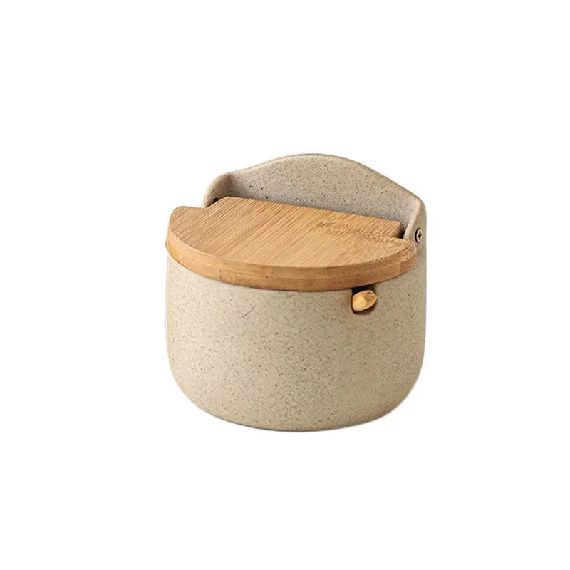Sorelia | Ceramic Spice Jar with Bamboo Lid for Elegant Kitchen Storage