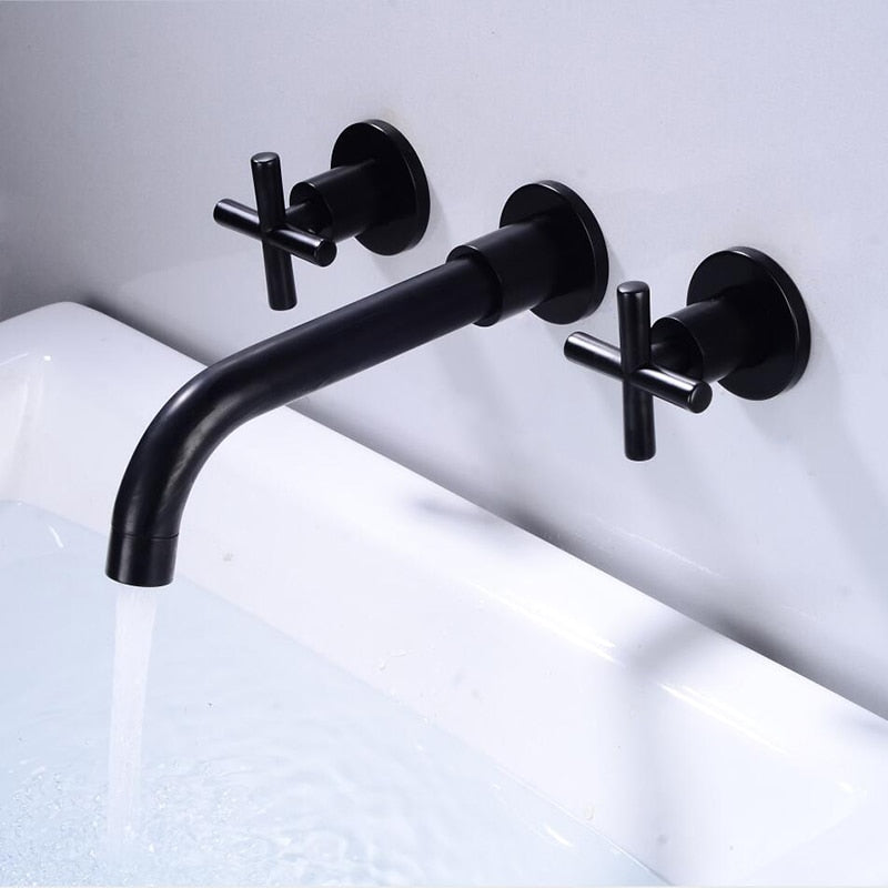 Tegan Wall Mounted Bathroom Taps in Elegant Finishes with Dual Handles for Modern Decor 1