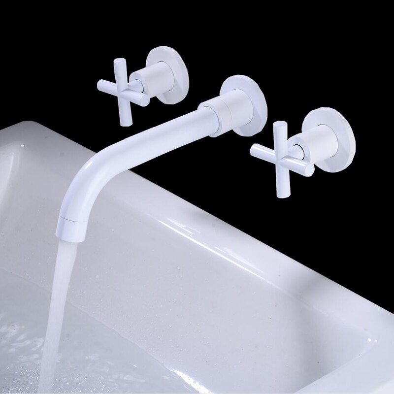Tegan Wall Mounted Bathroom Taps in Elegant Finishes with Dual Handles for Modern Decor 2