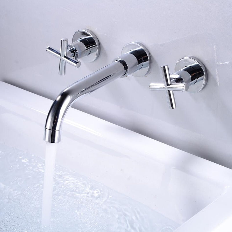 Tegan Wall Mounted Bathroom Taps in Elegant Finishes with Dual Handles for Modern Decor 3