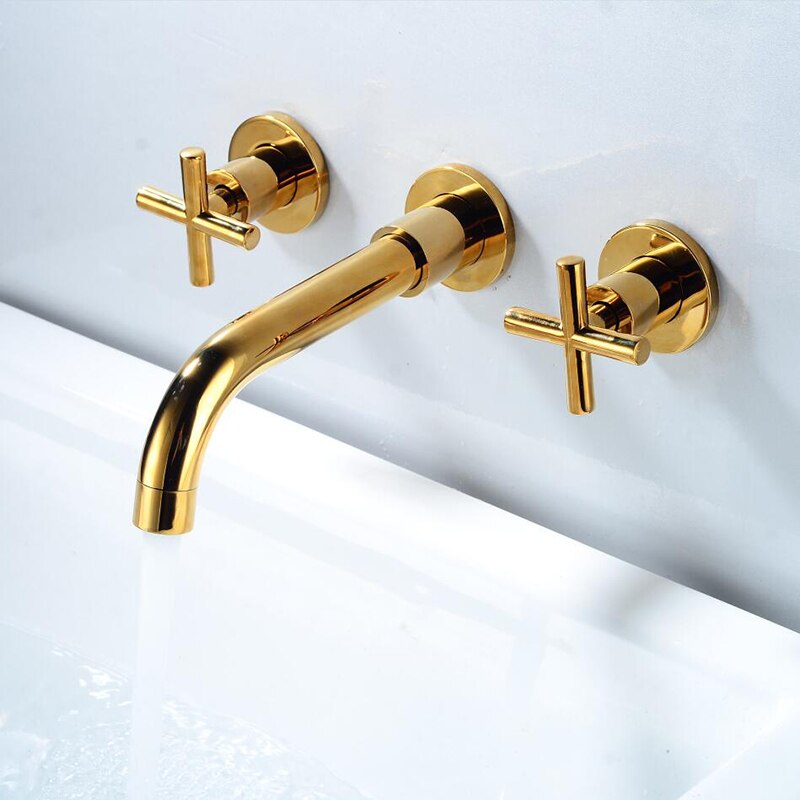 Tegan Wall Mounted Bathroom Taps in Elegant Finishes with Dual Handles for Modern Decor 6