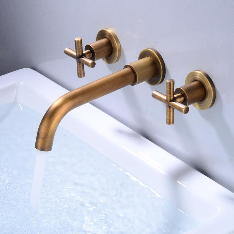 Tegan Wall Mounted Bathroom Taps in Elegant Finishes with Dual Handles for Modern Decor 7