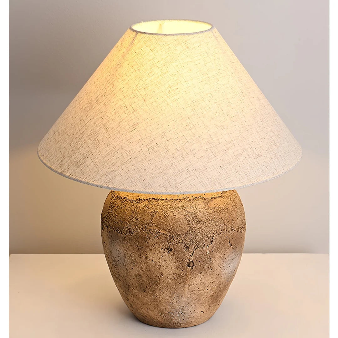 Terra | Textured Ceramic Table Lamp with Brass Accent for Interiors