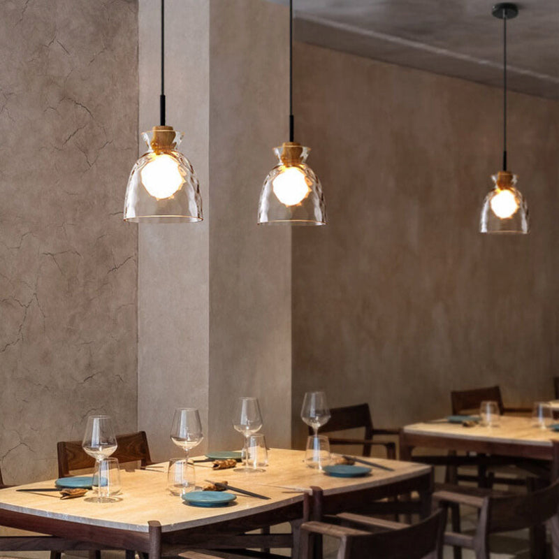 Torya | Wood Accent Glass Pendant Light for Modern Kitchen Illumination 2
