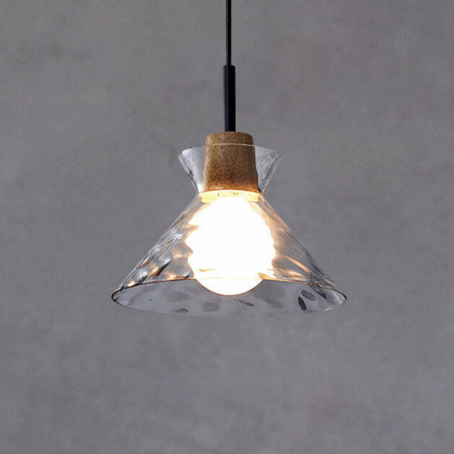 Torya | Wood Accent Glass Pendant Light for Modern Kitchen Illumination 4