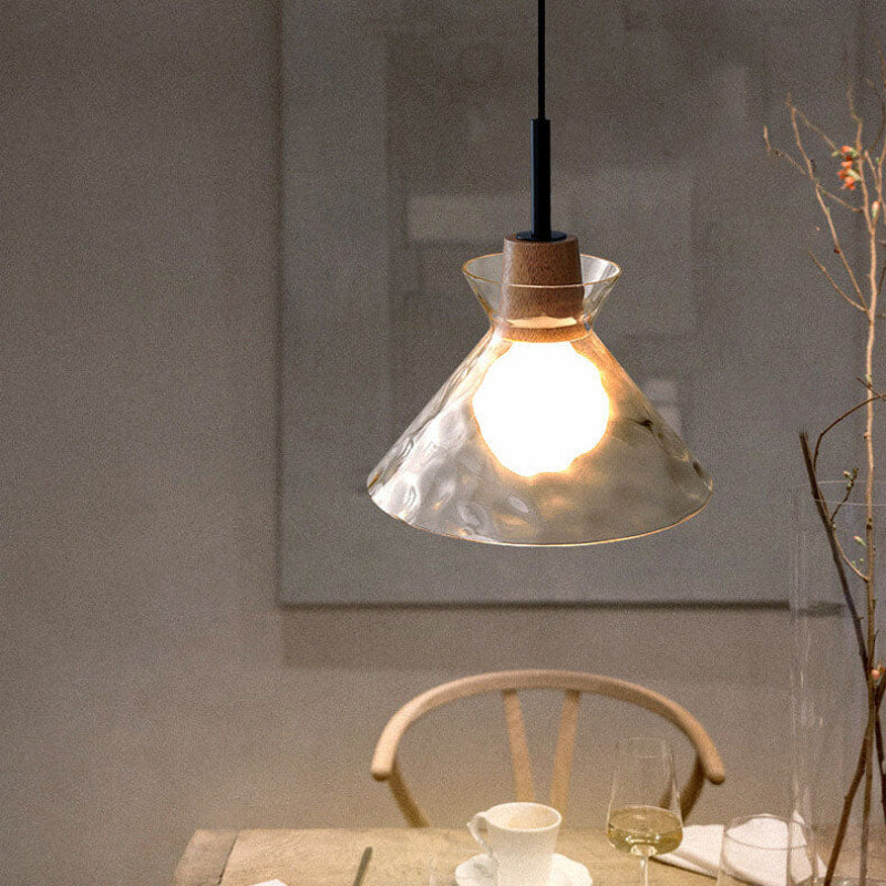 Torya | Wood Accent Glass Pendant Light for Modern Kitchen Illumination 5