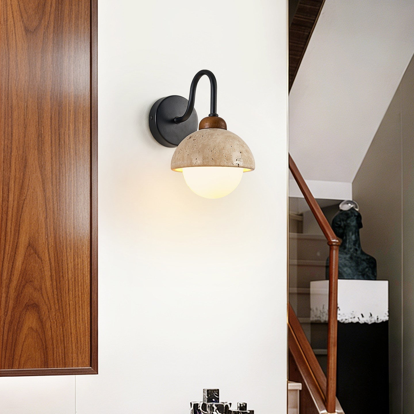 TravertineGlow | Elegant Contemporary Bathroom Wall Light Sconce 2