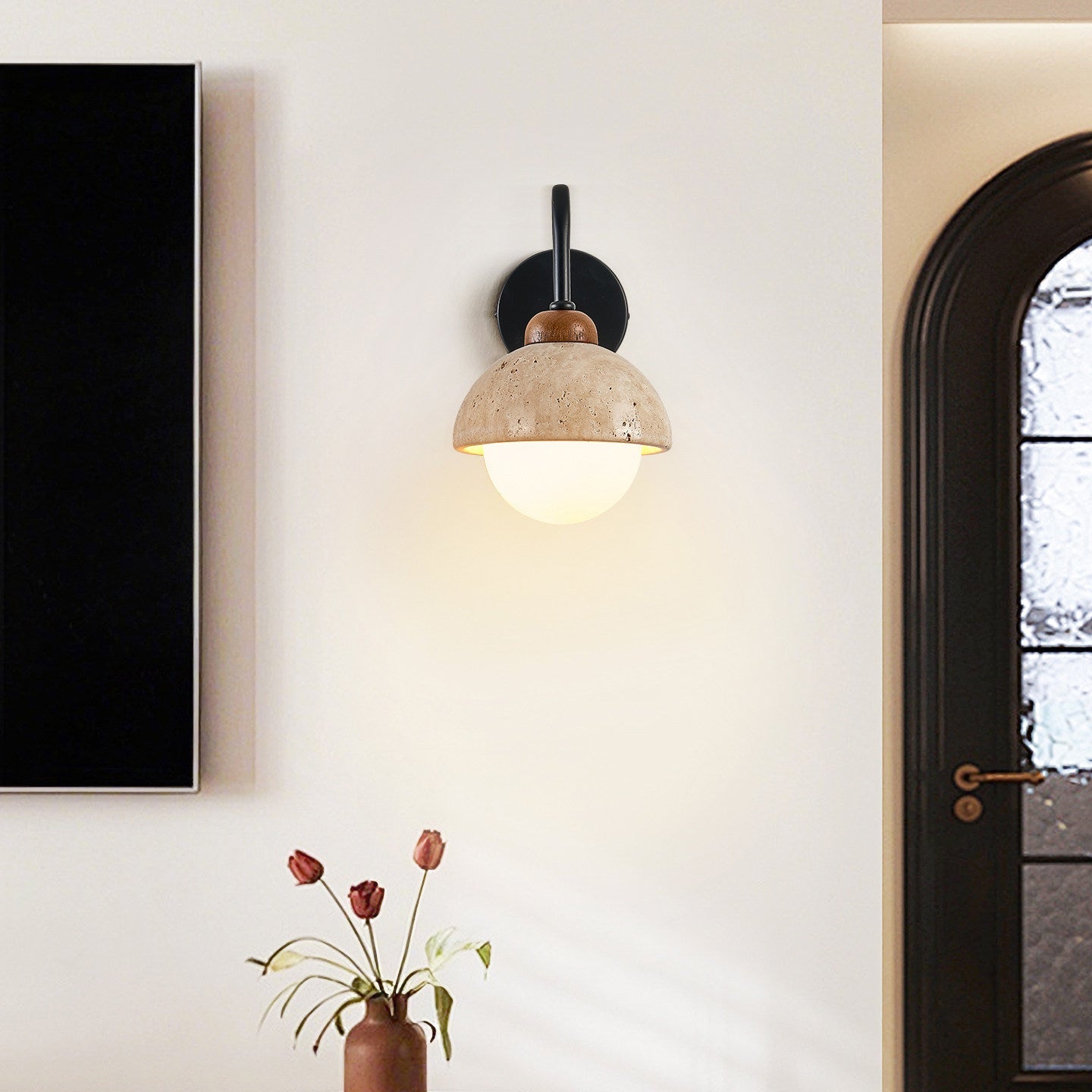 TravertineGlow | Elegant Contemporary Bathroom Wall Light Sconce 4