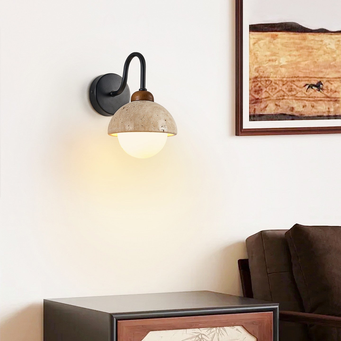 TravertineGlow | Elegant Contemporary Bathroom Wall Light Sconce 6