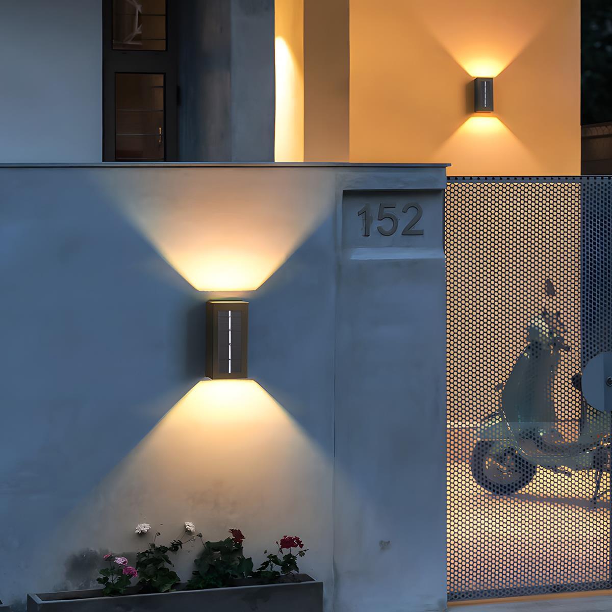 Up Down Solar Wall Light with Dual Direction LED, Remote Control, IP65 Waterproof, Warm White 3000K 4