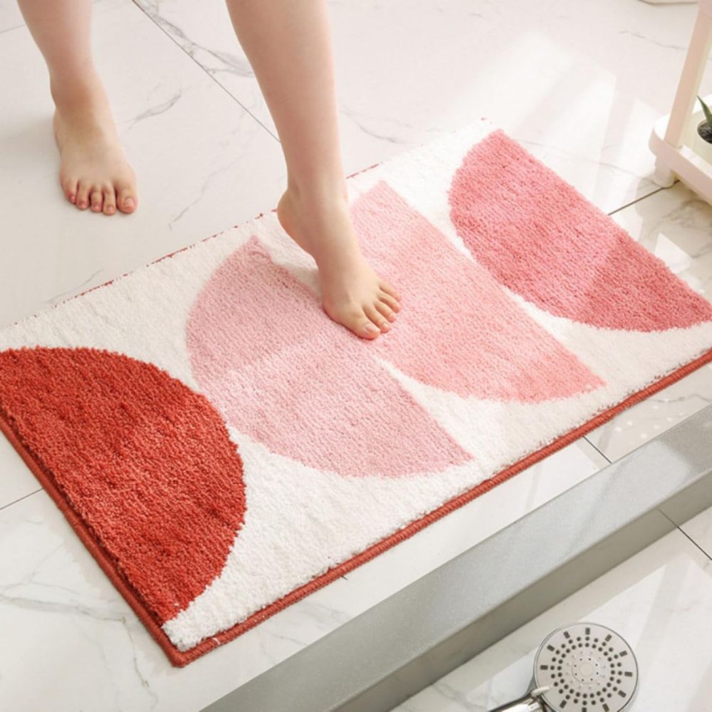 Vibrant Comfort | Non-Slip Bath Mat in Rainbow Sunset Design | Soft Microfiber for Safety and Style 0