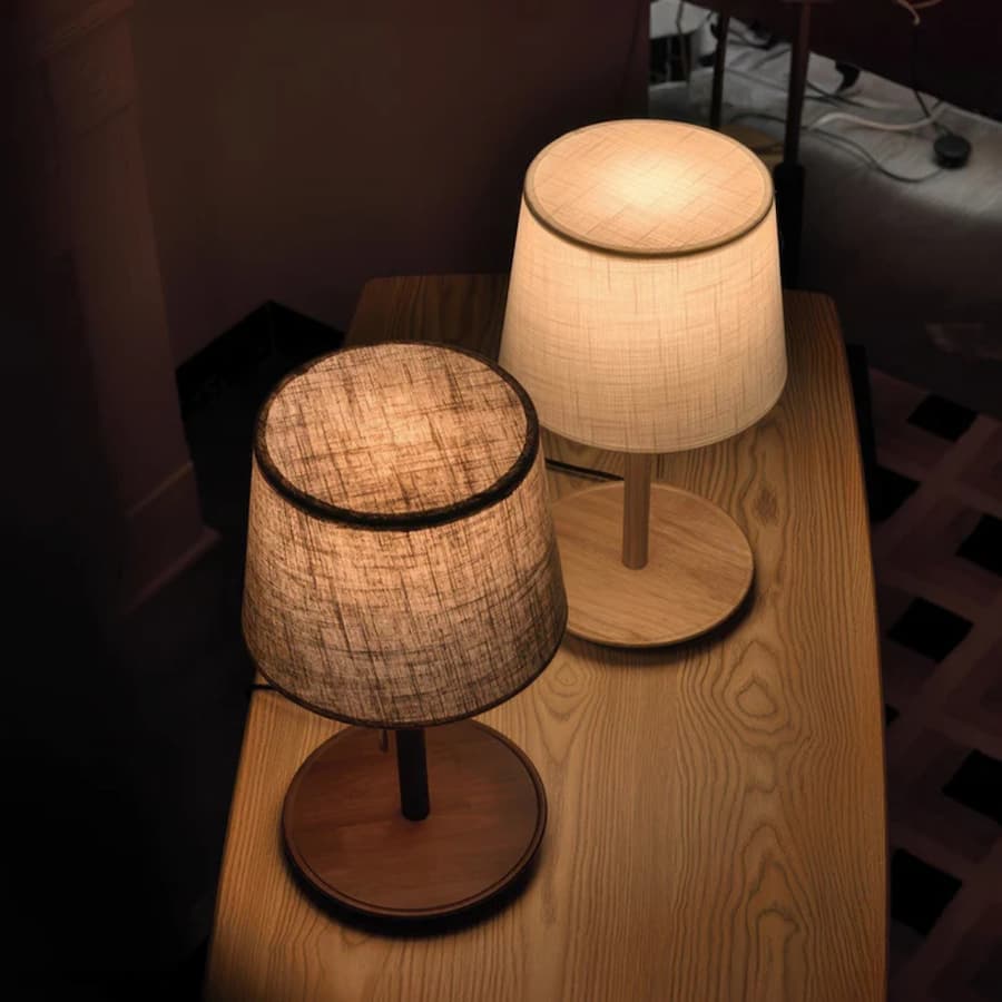 WalnutGlow | Elegant Scandinavian Minimalist Bedside Table Lamp 0