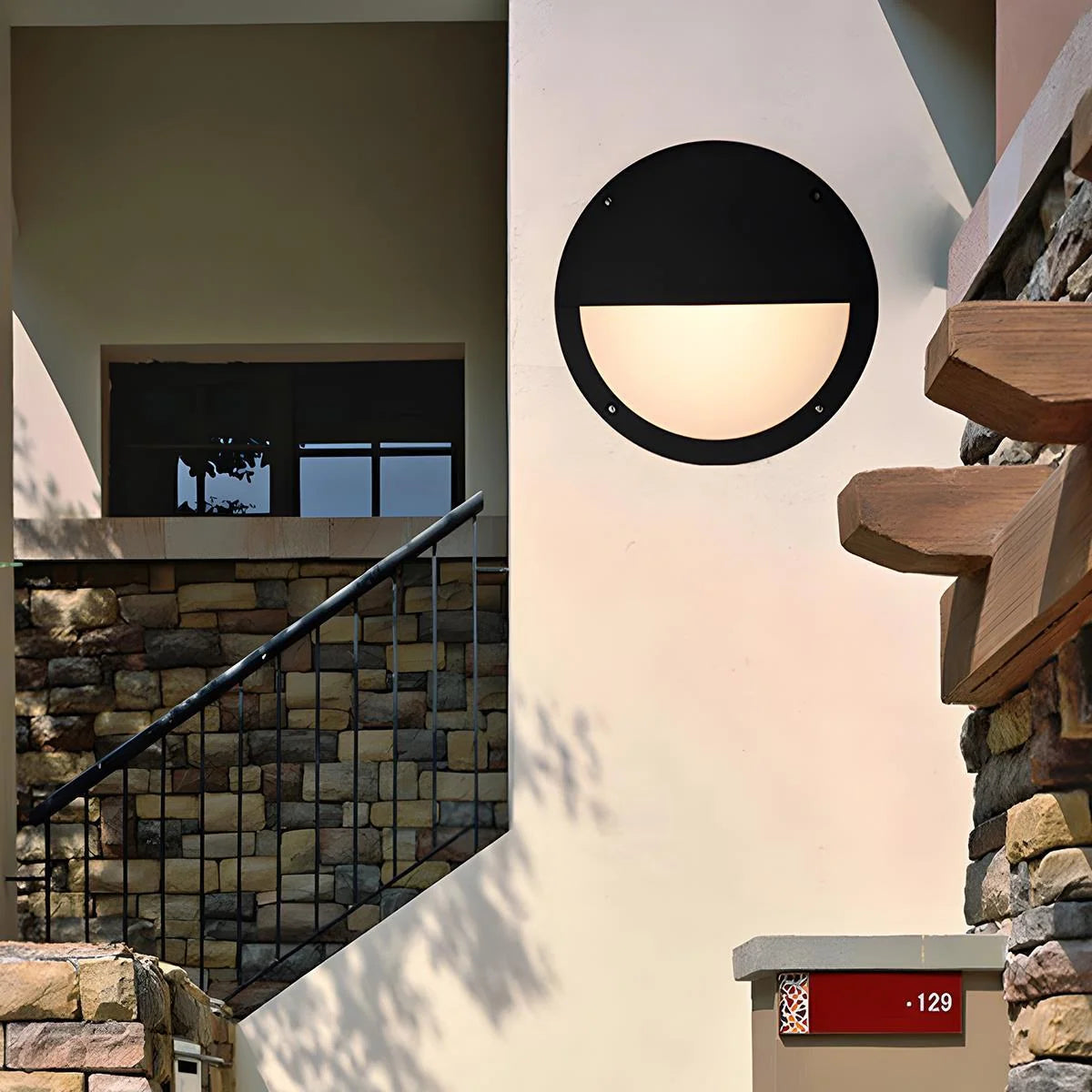 Waterproof Outdoor LED Round Porch Light, Modern Die-Cast Aluminum Wall Light, Warm White 3000K, IP65 for Patio and Garden 7