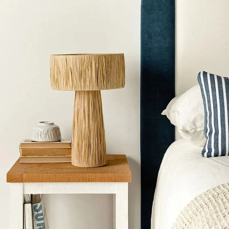 WickerGlow | Elegant Handcrafted Wicker Table Lamp for Bedroom and Living Room 2