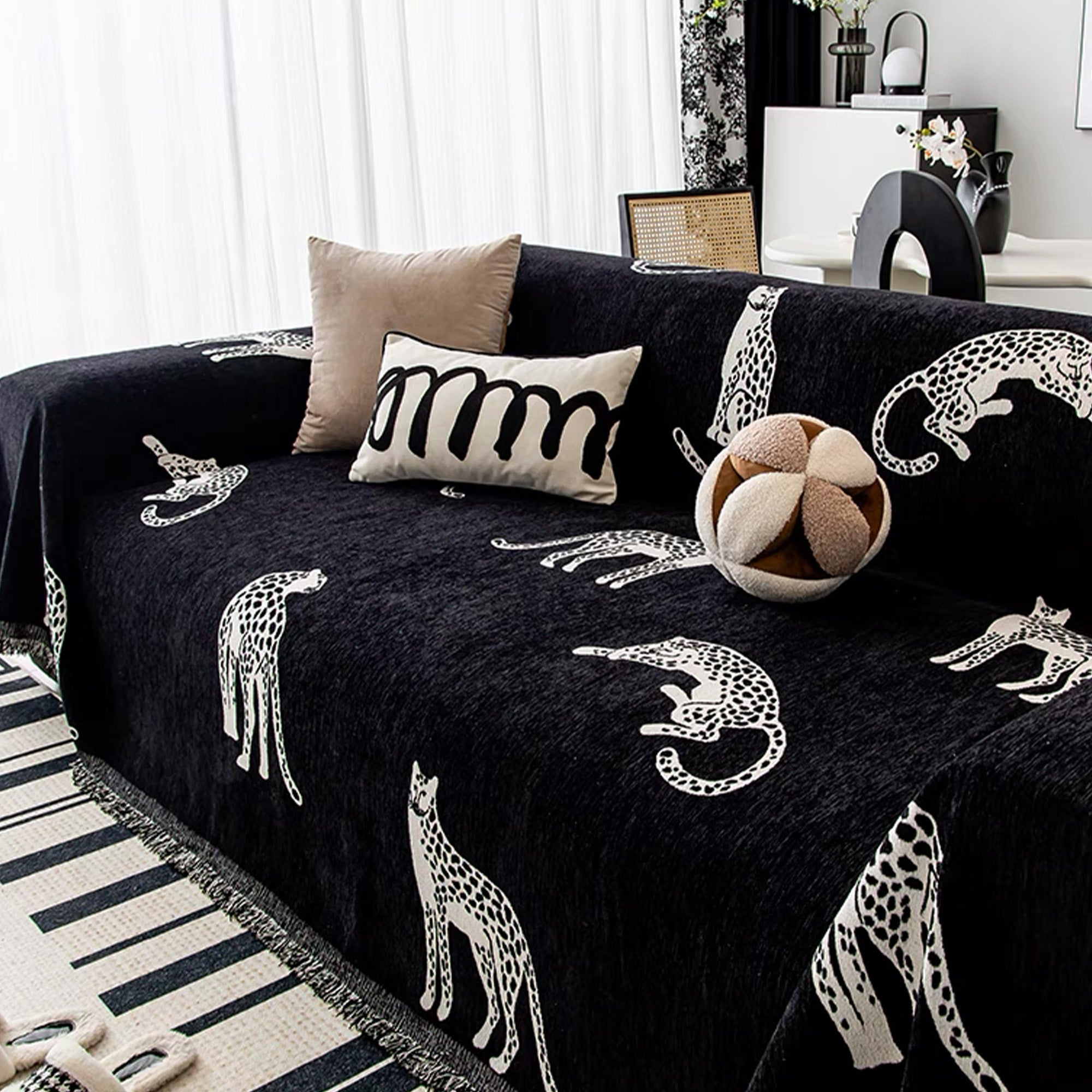 Wild Elegance Leopard Print Sofa Cover | Soft Durable Fabric Slipcover | Machine Washable - Styyler