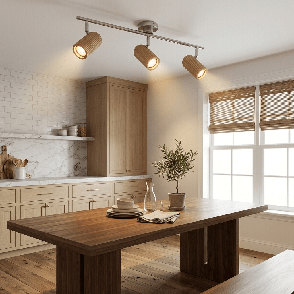 WoodenAura | Stylish Adjustable LED Ceiling Light Fixture with Three Heads 2