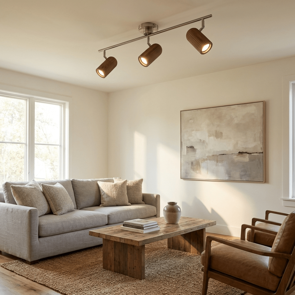 WoodenAura | Stylish Adjustable LED Ceiling Light Fixture with Three Heads 5