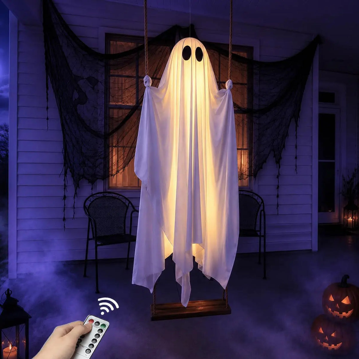 Wraith Halloween Ghost Decoration with LED String Lights for Outdoor Display 4