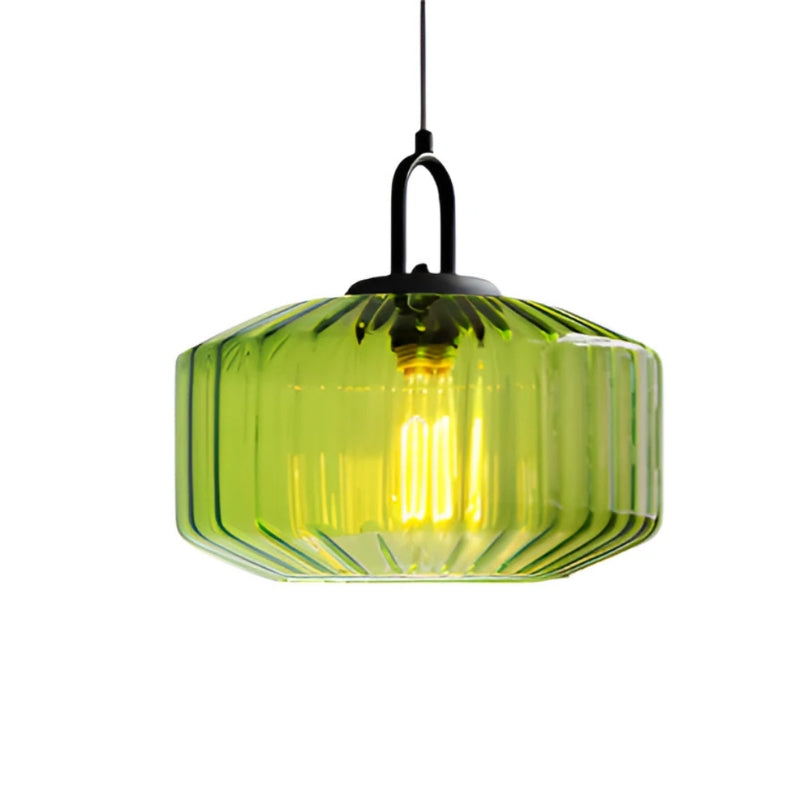 Zentara | Vintage Ribbed Glass Pendant Light for Warm Dining Ambience