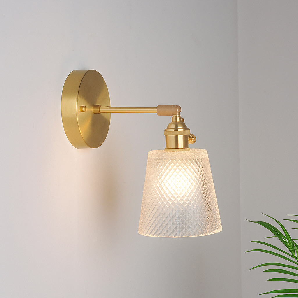 Velora Retro Brass & Glass Wall Light | Vintage Adjustable Sconce Lamp - Styyler