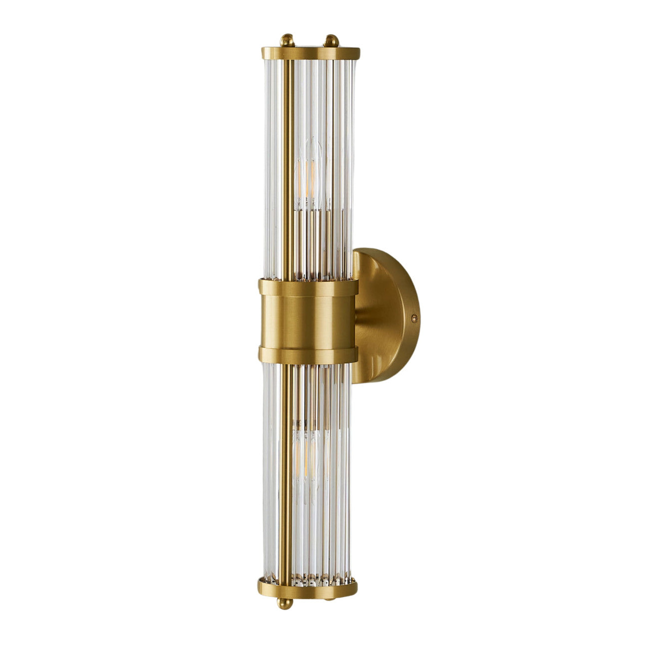 Waldorf Art Deco Wall Sconce with Crystal Shades and Gold Finish