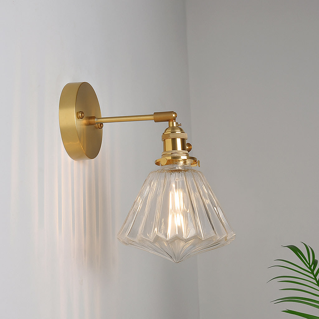 Velora Retro Brass & Glass Wall Light | Vintage Adjustable Sconce Lamp - Styyler