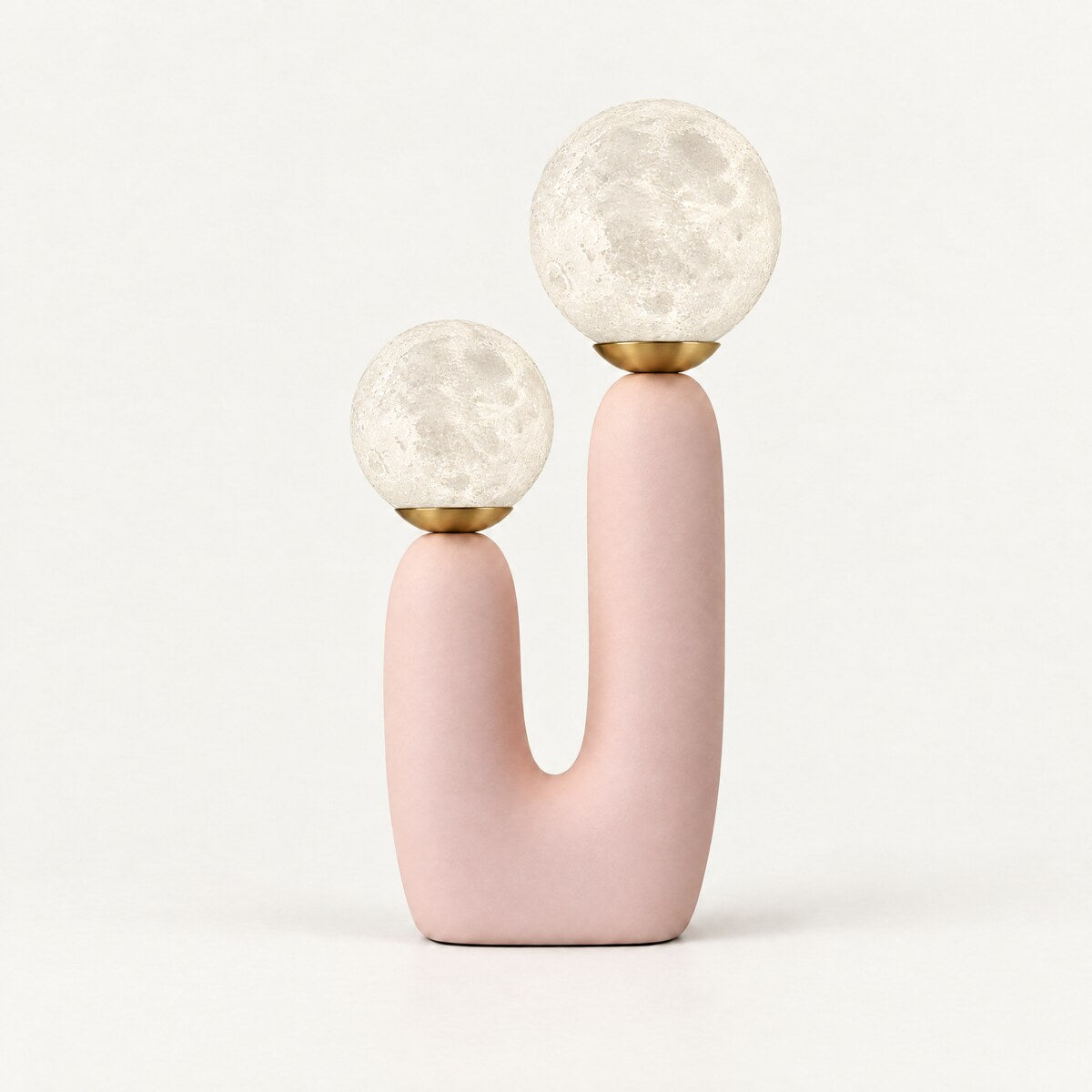 Cacti two-globe table lamp in blush pink with moon-texture shades