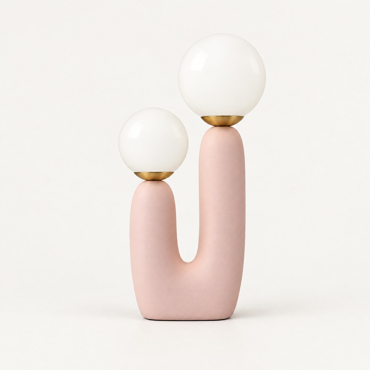 Cacti two-globe table lamp in blush pink with opal glass shades