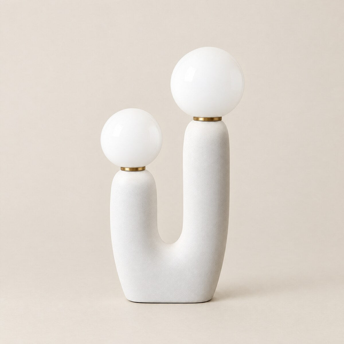 Cacti two-globe table lamp in chalk white with opal glass shades