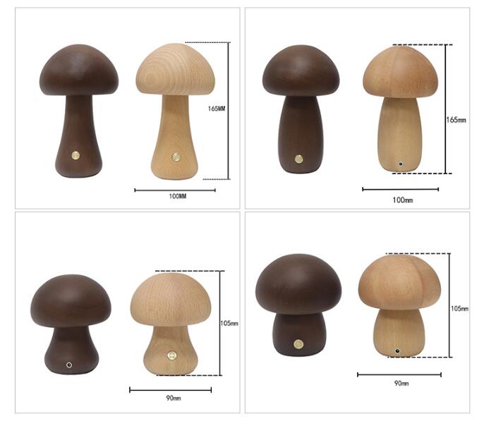 Myka Wooden Mushroom Table Lamp - Touch-Sensitive - Styyler