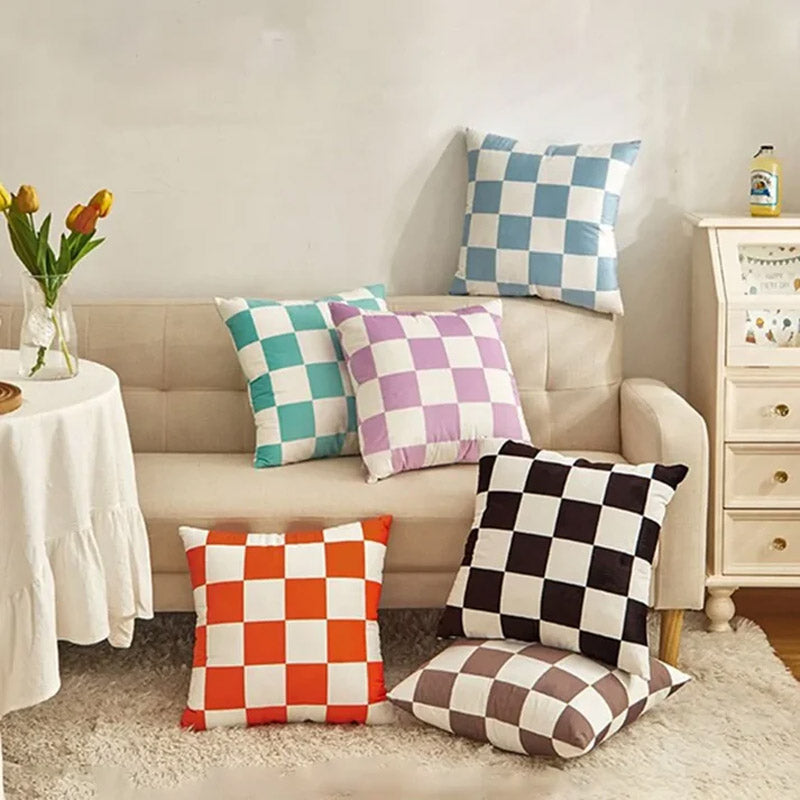 Plaid Pop Cushion Covers | Modern Colourful Check Design - Styyler