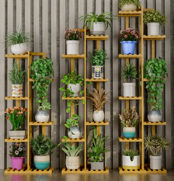 Alma Wooden 5-Tier Plant Stand | Tall Multi-Layer Flower Pot Holder