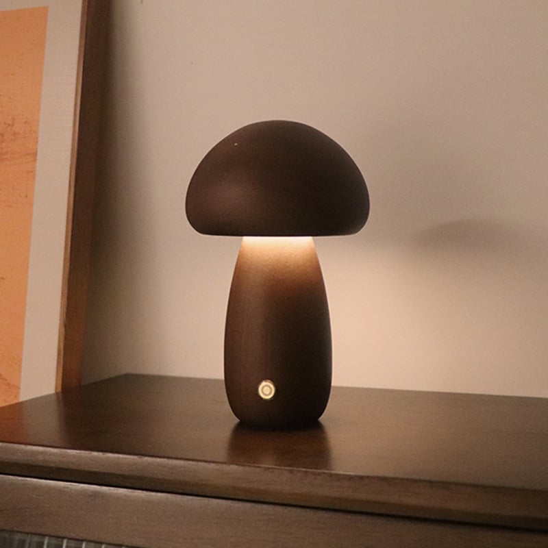 Myka Wooden Mushroom Table Lamp - Touch-Sensitive - Styyler