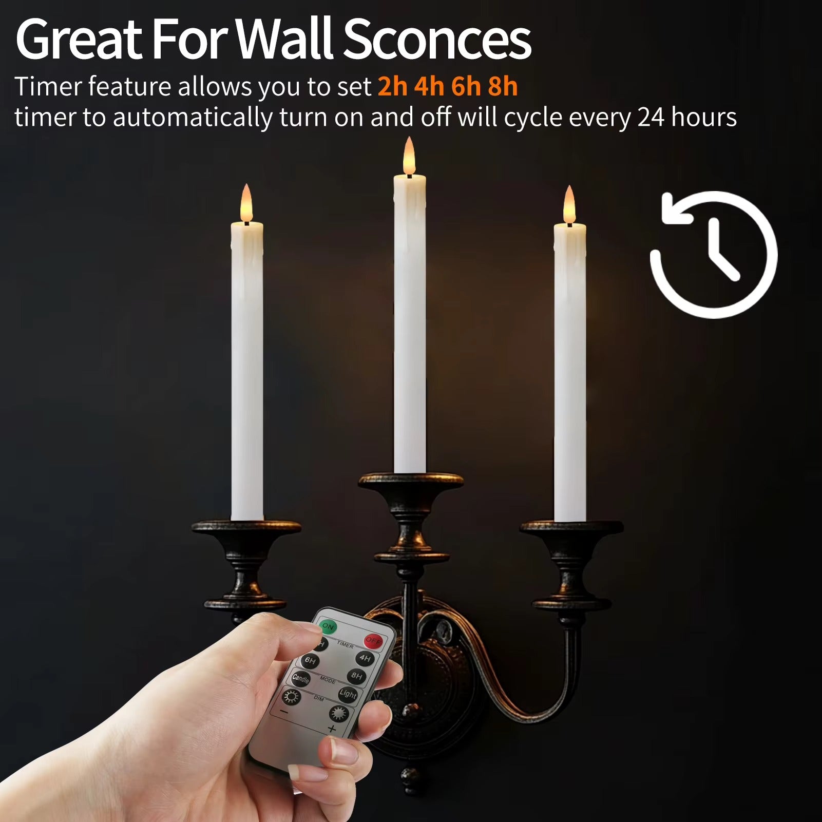 Flicka Rechargeable Taper Candles | Set of 6 Battery-Operated LED Candles for Christmas, Halloween, Dinner Parties - Styyler