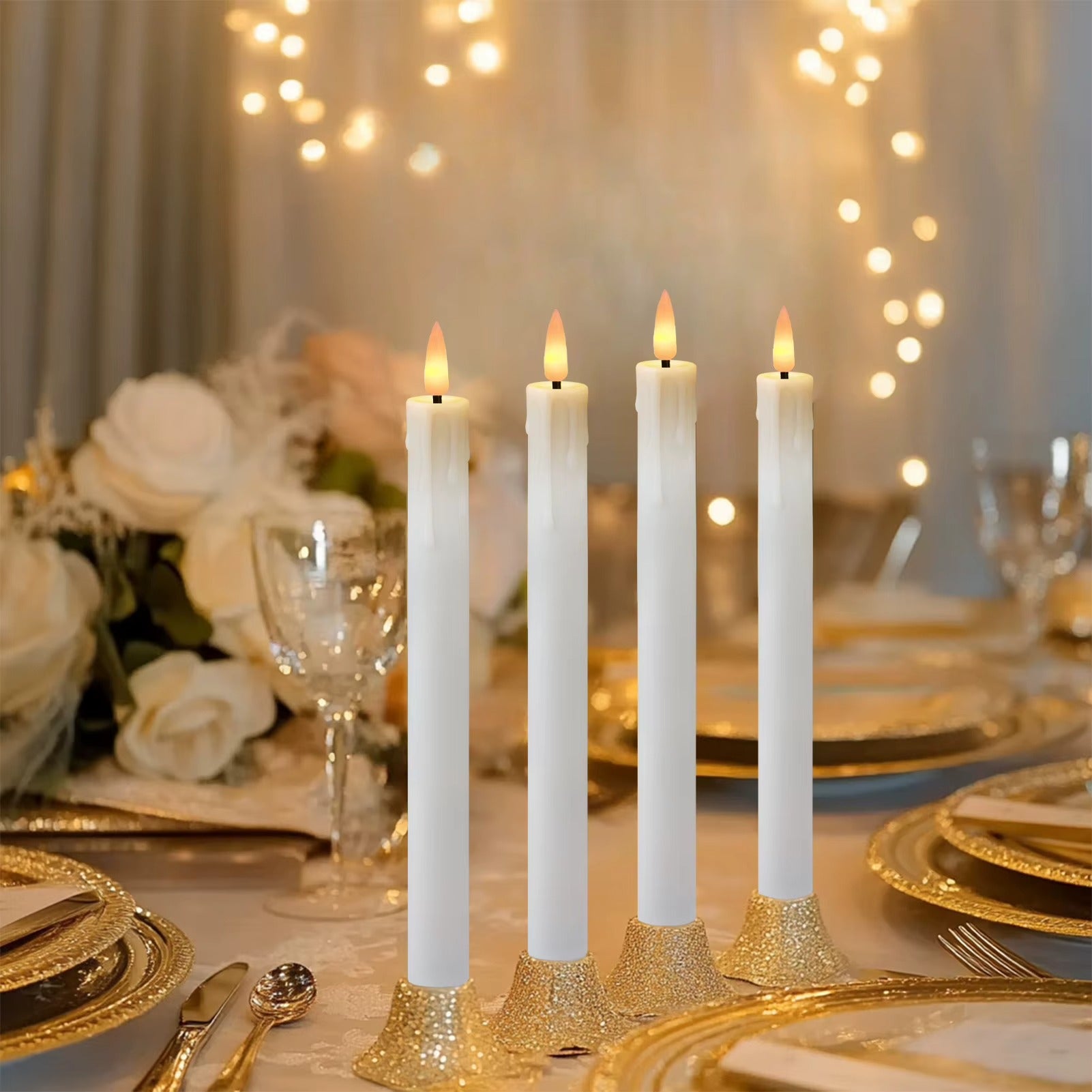 Flicka Rechargeable Taper Candles | Set of 6 Battery-Operated LED Candles for Christmas, Halloween, Dinner Parties - Styyler