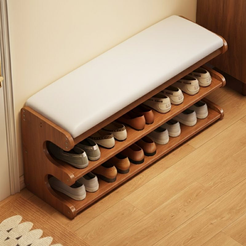 Dorvyn bamboo shoe bench, large 100cm size, holding rows of shoes