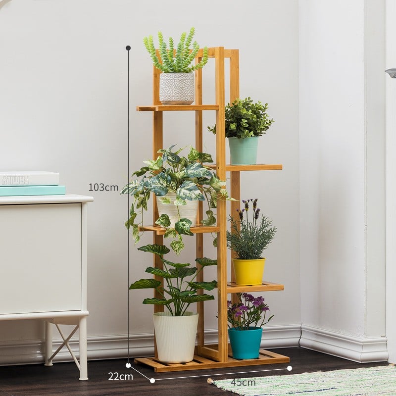 Alma Wooden 5-Tier Plant Stand | Tall Multi-Layer Flower Pot Holder