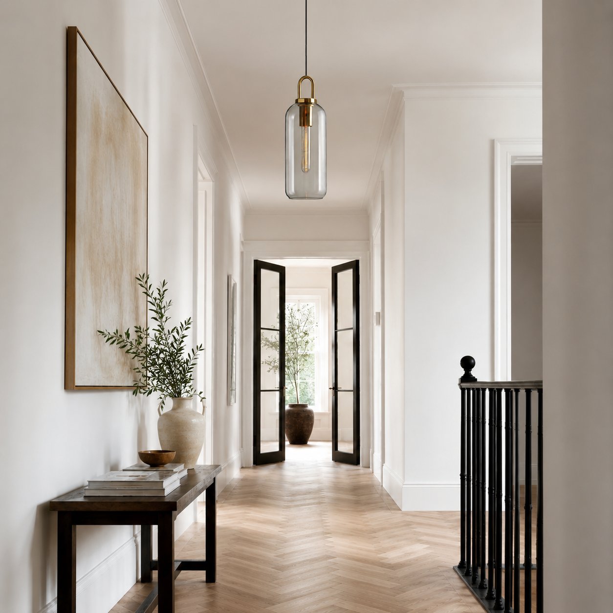 Rivon | Metal Finish Glass Pendant Light for Adjustable Modern Illumination