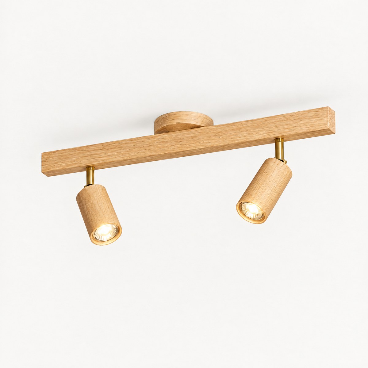 Holt oak ceiling spotlight bar with two adjustable heads