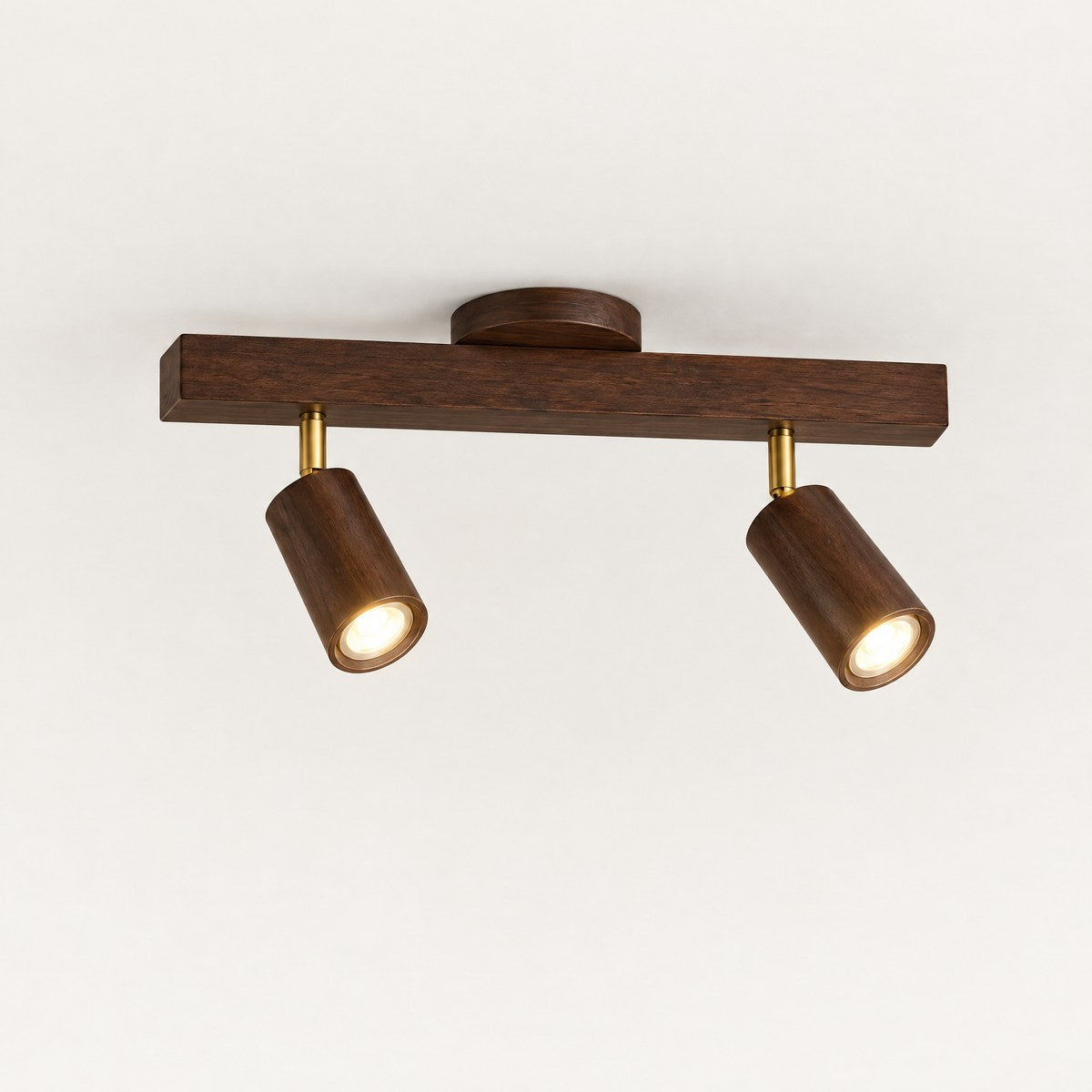 Holt walnut ceiling spotlight bar with two adjustable heads