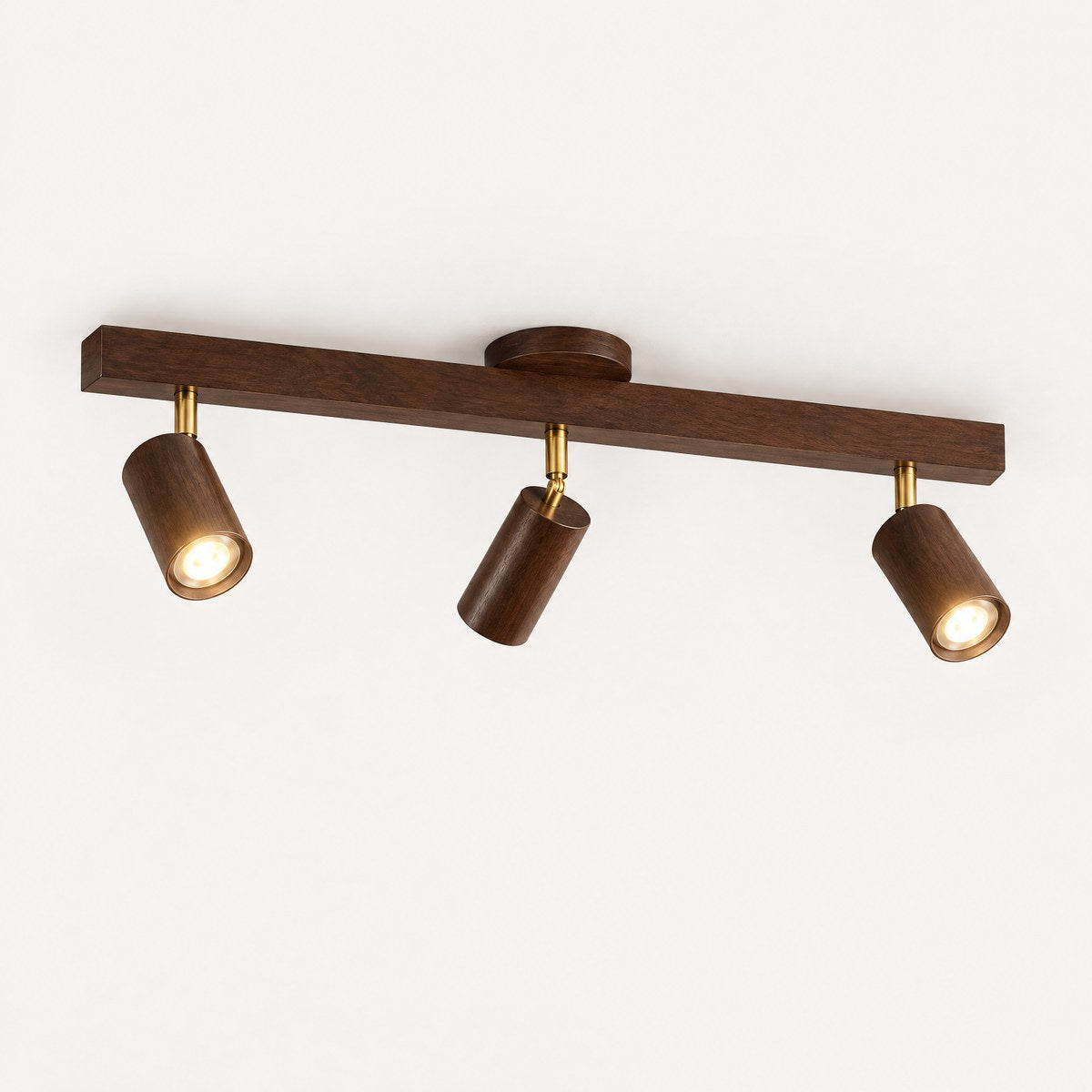 Holt walnut ceiling spotlight bar with three adjustable heads
