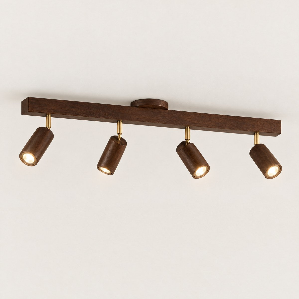 Holt walnut ceiling spotlight bar with four adjustable heads