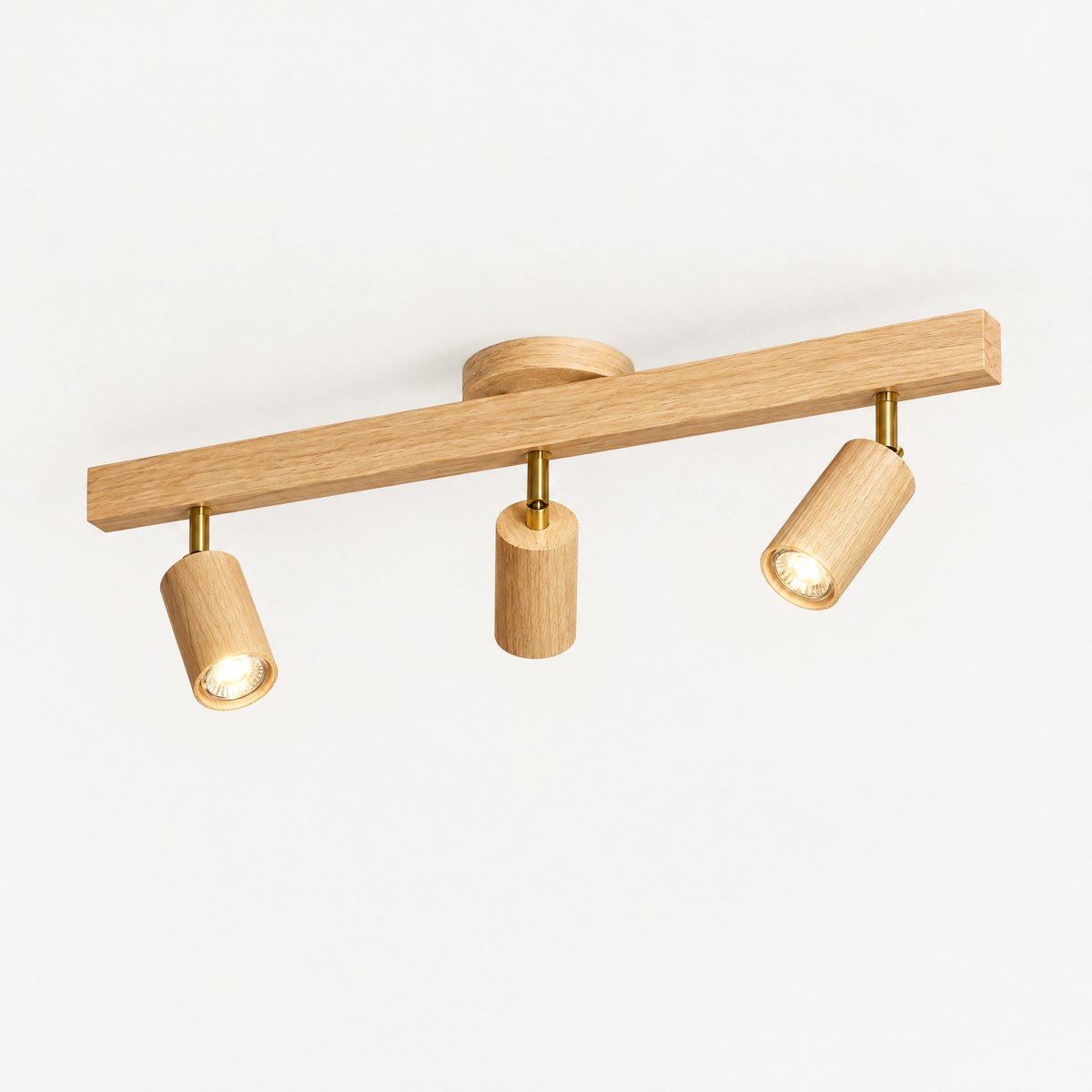 Holt oak ceiling spotlight bar with three adjustable spot heads