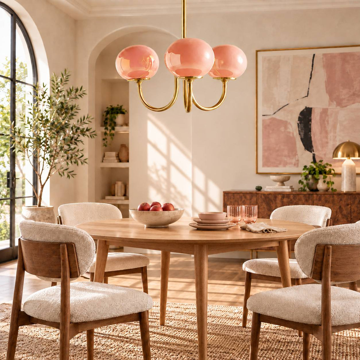 Marshmallow Chandelier with Glass Shades in Various Colours