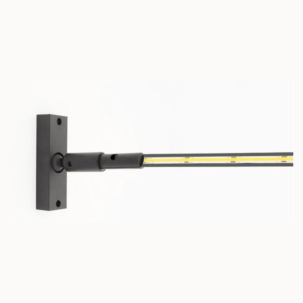 Linea wall mounting bracket and end fitting with LED strip
