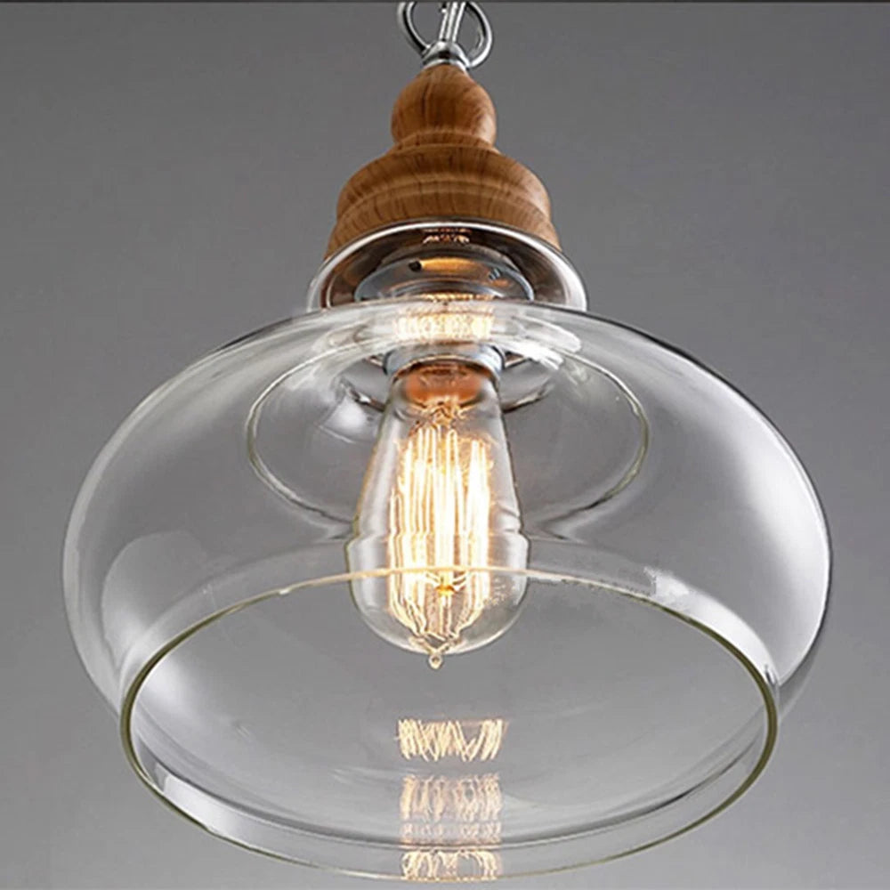 Lunari Nordic Glass & Wood Pendant Light | Designer Hanging Lamp - Styyler