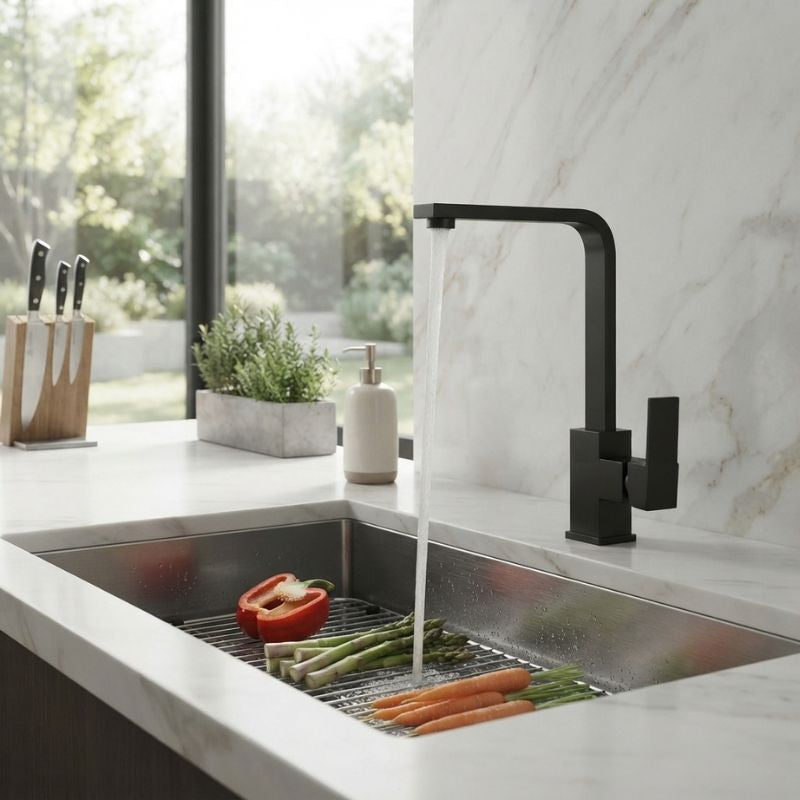 Lunaria Matte Black Square Kitchen Mixer Tap – photo 2