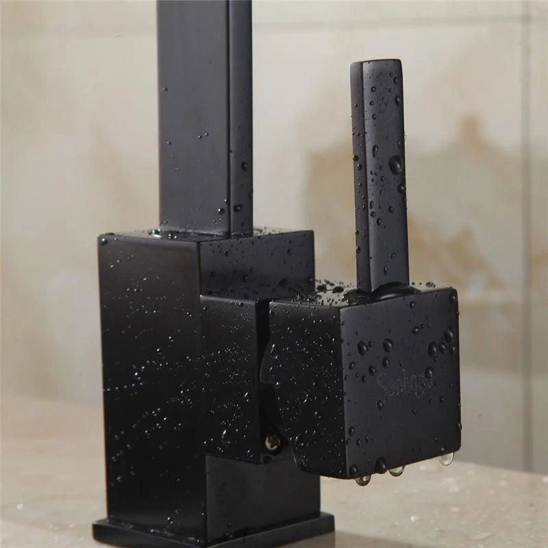 Lunaria Matte Black Square Kitchen Mixer Tap – photo 8